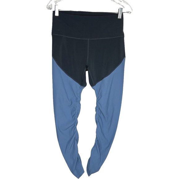 Zyia Active Leggings Womens 6‎ 8 Blue Storm Parallel Luxe Colorblock Athleisure - Picture 1 of 6